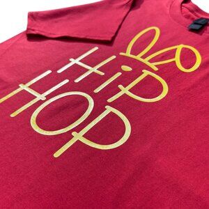 Hip Hop Easter Bunny Graphic T-Shirt, Red with Yellow Print, Unisex Short Sleeve